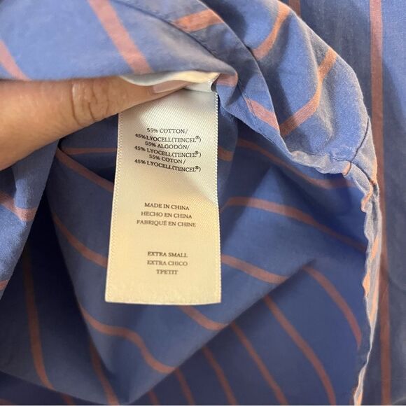 Rails Blue Button Down Puff Sleeve Janae in Lima Stripe Sz XS - Picture 10 of 16